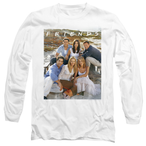 Friends Lifes A Beach Adult Long Sleeve T-Shirt White