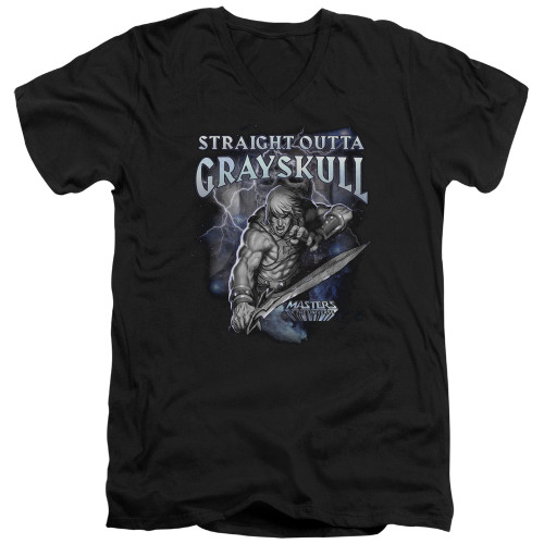 Masters Of The Universe Straight Outta Grayskull Adult V-Neck T-Shirt Black