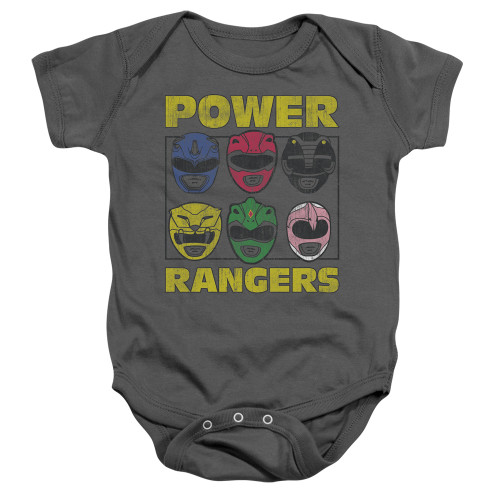 Power Rangers Ranger Heads Baby Onesie T-Shirt Charcoal