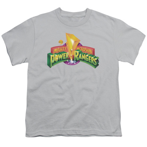 Power Rangers Mmpr Logo Youth T-Shirt Silver