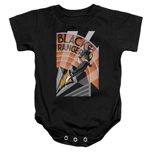 Power Rangers Black Ranger Deco Baby Onesie T-Shirt Black