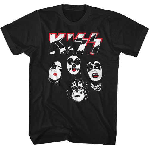 Kiss Band Faces Black Adult Classic T-Shirt
