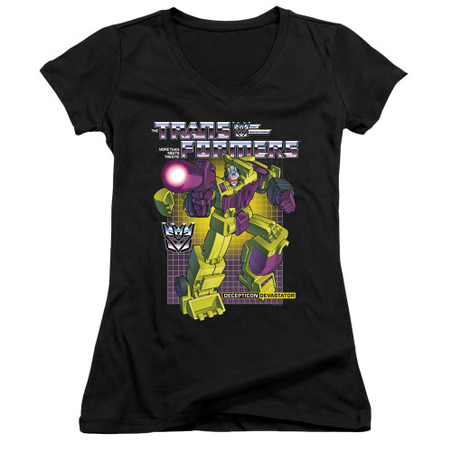 Transformers Devastator Junior Women's V-Neck T-Shirt Black