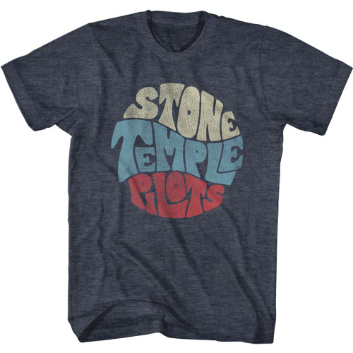 Stone Temple Pilots Circular Text Navy Heather Adult T-Shirt