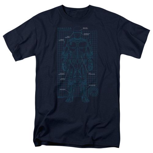 Robocop Schematic Adult 18/1 T-Shirt Navy Robocop Schematic Adult 18/1 T-Shirt Navy