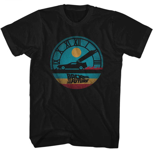 Back to the Future Circular Time Black Adult T-Shirt