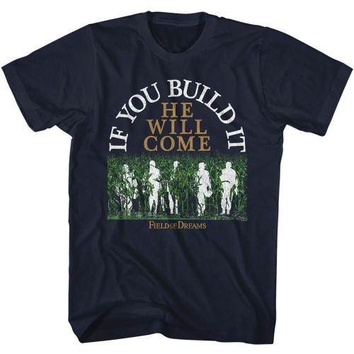 Field of Dreams He Will Come Navy Adult T-Shirt