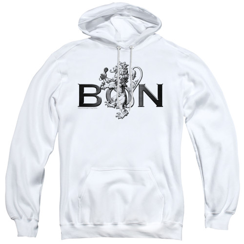 Bon Scott AC/DC Bon Crest Adult Pullover Hoodie Sweatshirt White Bon Scott AC/DC Bon Crest Adult Pullover Hoodie Sweatshirt White