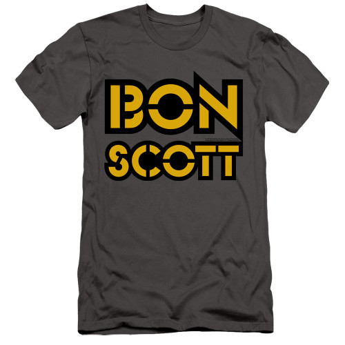 Bon Scott AC/DC Stencil Logo Slim Fit 30/1 T-Shirt Charcoal