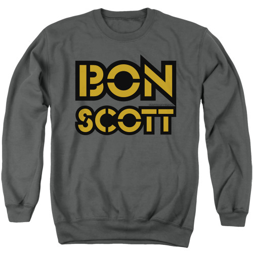 Bon Scott AC/DC Stencil Logo Adult Crewneck Sweatshirt Charcoal