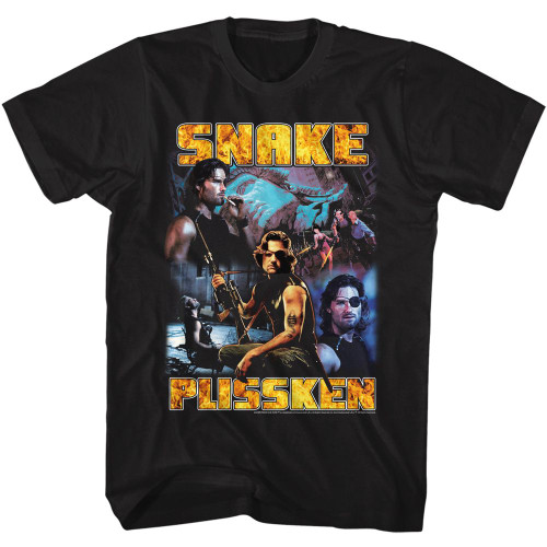 Escape From New York Snake Collage Black T-Shirt