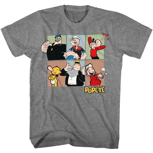 Popeye Six Character Squares Graphite Heather T-Shirt