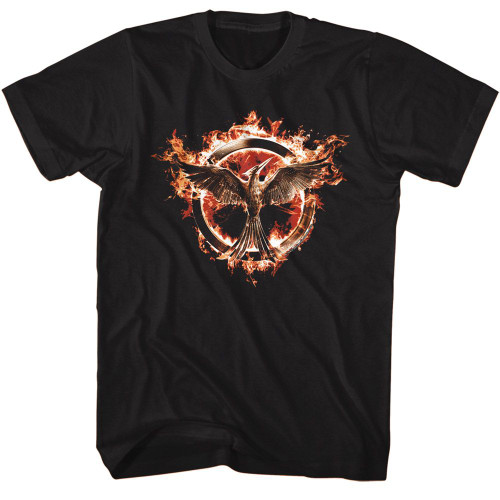 The Hunger Games Flaming Mockingjay Black T-Shirt