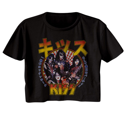 Kiss RR All Nite Japanese Black Women's Festival Cali Crop T-Shirt Kiss RR All Nite Japanese Black Women's Festival Cali Crop T-Shirt