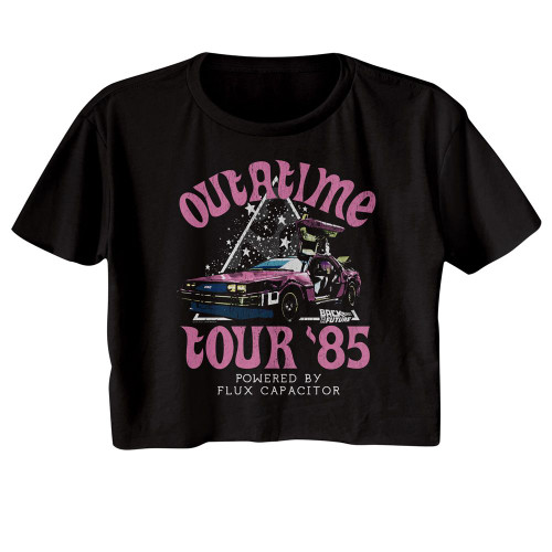 Back to the Future Star Triangle Black Women's Festival Cali Crop T-Shirt