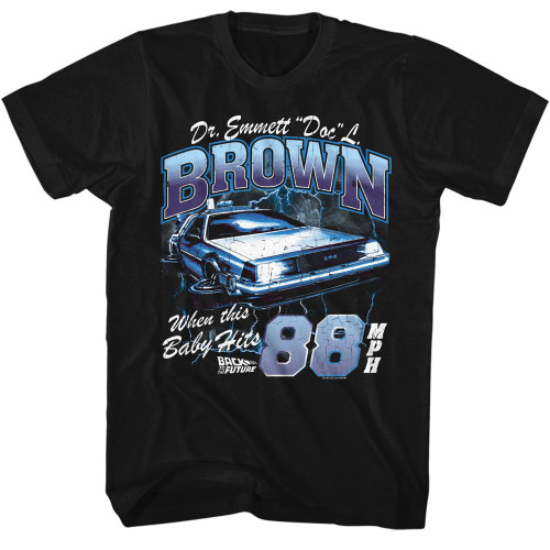 Back to the Future Doc Brown Lightning Black T-Shirt