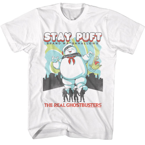 The Real Ghostbusters Stay Puft and Busters White T-Shirt