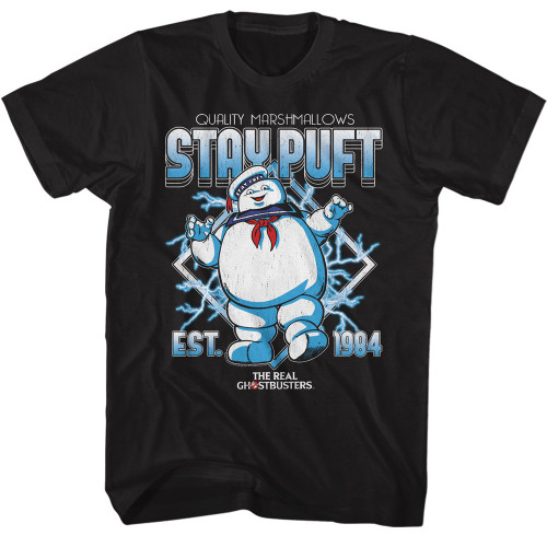 The Real Ghostbusters Stay Puft Electricity Black T-Shirt