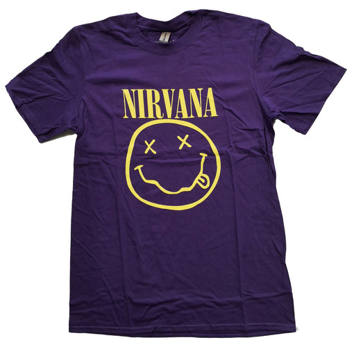 Nirvana Unisex T-Shirt Yellow Smiley Purple