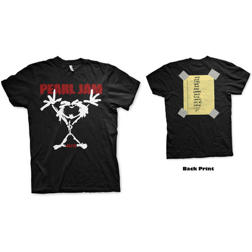 Pearl Jam Unisex T-Shirt Stickman (Back Print) Pearl Jam Unisex T-Shirt Stickman (Back Print)