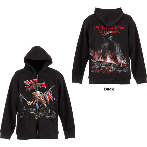 Iron Maiden Unisex Zipped Hoodie Sweatshirt Scuffed Trooper (Back Print)