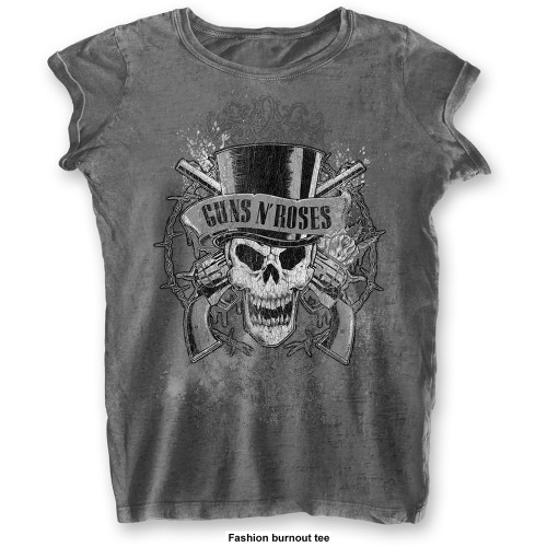 Guns N Roses Women's T-Shirt Faded Skull (Burnout)