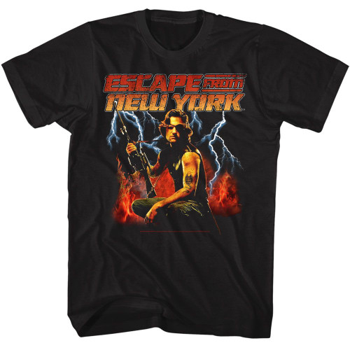 Escape From New York Flames and Lightning Black T-Shirt
