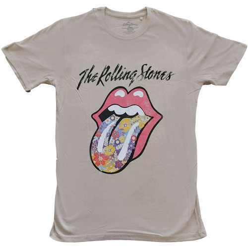 The Rolling Stones Unisex T-Shirt Flowers Tongue