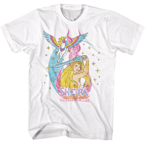 Masters of the Universe She-Ra Swiftwind Stars White T-Shirt