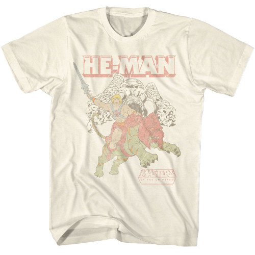 Masters of the Universe He-Man And Battle Cat At Castle Grayskull Natural T-Shirt