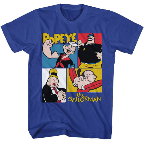 Popeye Character Squares Royal T-Shirt
