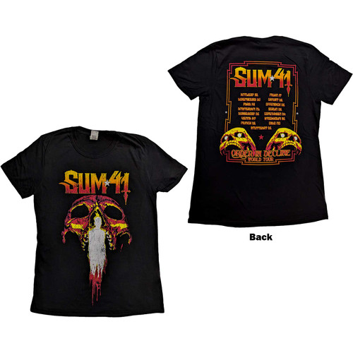 Sum 41 Unisex T-Shirt Order In Decline Tour 2020 Candle Skull (Back Print) (Ex-Tour)