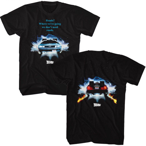 Back To The Future Driving Through Black Adult T-Shirt