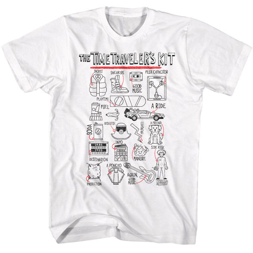 Back To The Future Time Travelers Kit White Adult T-Shirt