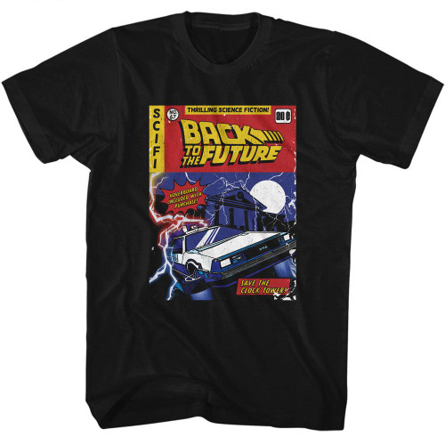 Back To The Future Comic Cover Black Adult T-Shirt