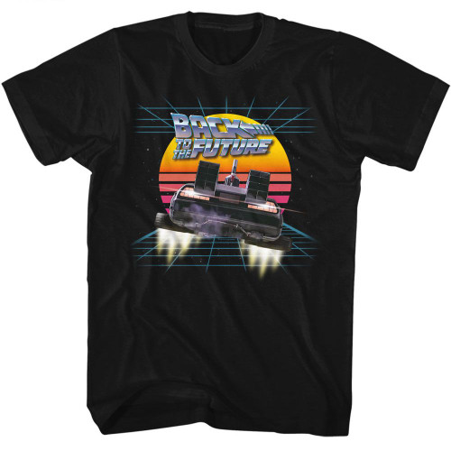 Back To The Future Into The Retro Sunset Black Adult T-Shirt