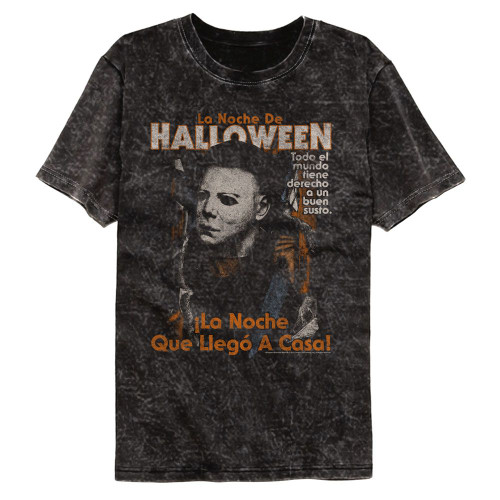 Halloween Spanish Poster Mineral Wash Black T-Shirt