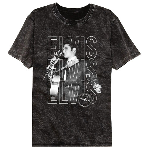 Sun Records Elvis Presley Repeat Mineral Wash Black T-Shirt