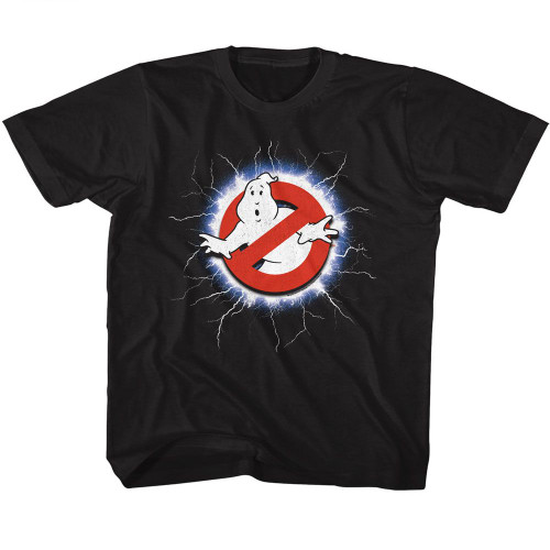 The Real Ghostbusters Lightning And Logo Black Toddler T-Shirt