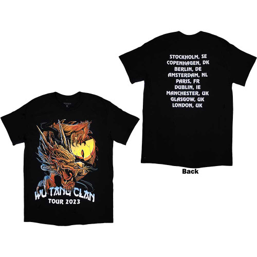 Wu-Tang Clan Unisex T-Shirt Tour '23 Dragon Back Print (Back Print & Ex-Tour)