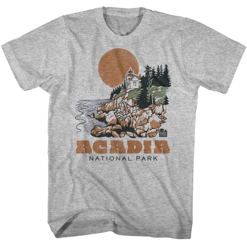 National Parks Acadia Drawn Lighthouse Gray Heather T-Shirt National Parks Acadia Drawn Lighthouse Gray Heather T-Shirt