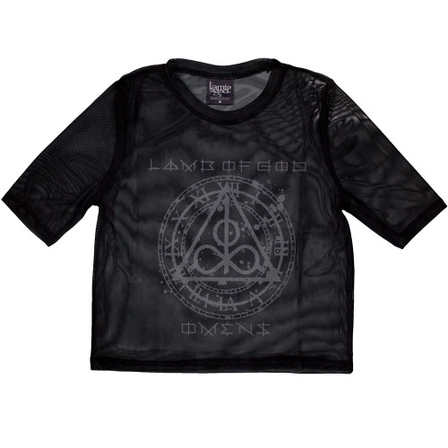 Lamb Of God Women's Long Sleeved Crop Top Omens Clock (Mesh)