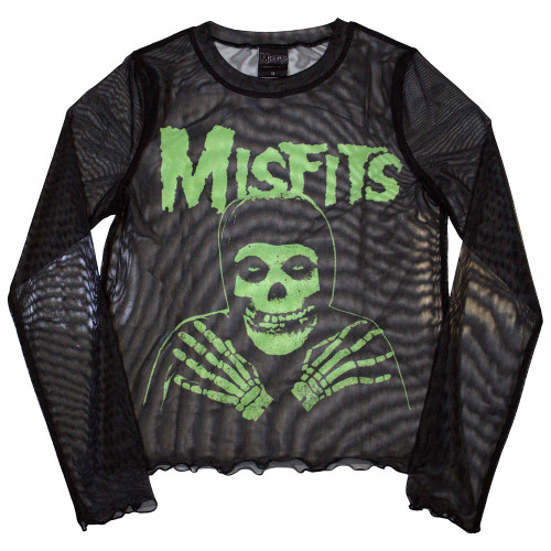 Misfits Women's Long Sleeved Crop Top Green Hands (Mesh)