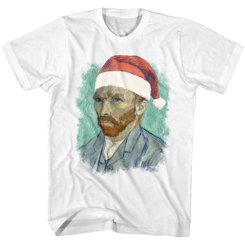 Art Gallery Van Gogh In Santa Hat White T-Shirt