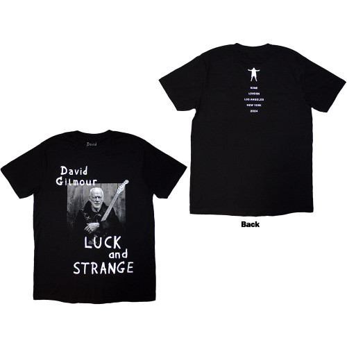 David Gilmour Unisex T-Shirt Luck & Strange Portrait (Black) (Back Print & Ex-Tour)