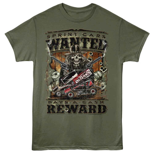 World of Outlaws Wanted Military Green T-Shirt