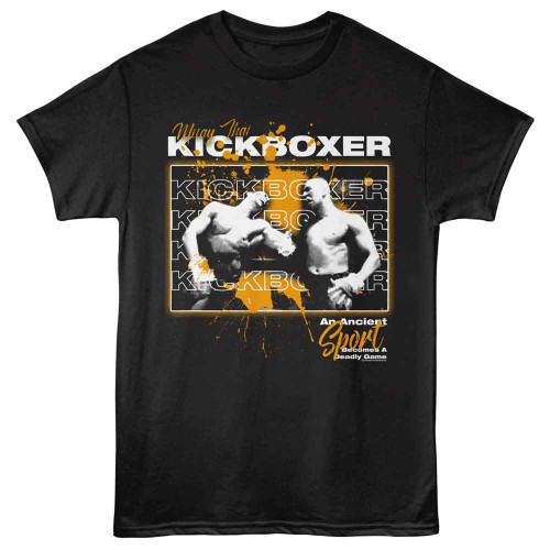 Kickboxer Splatter Repeat Text Black T-Shirt