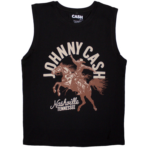 Johnny Cash Unisex Muscle Tank T-Shirt Nashville Concert (Black)