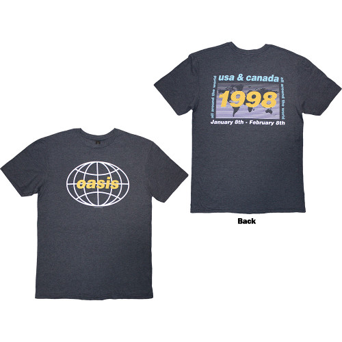Oasis Unisex T-Shirt 1998 World Tour - South America (Yellow