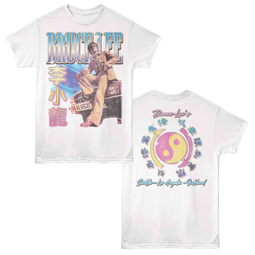 Bruce Lee Jun Fan Car Sit White T-Shirt